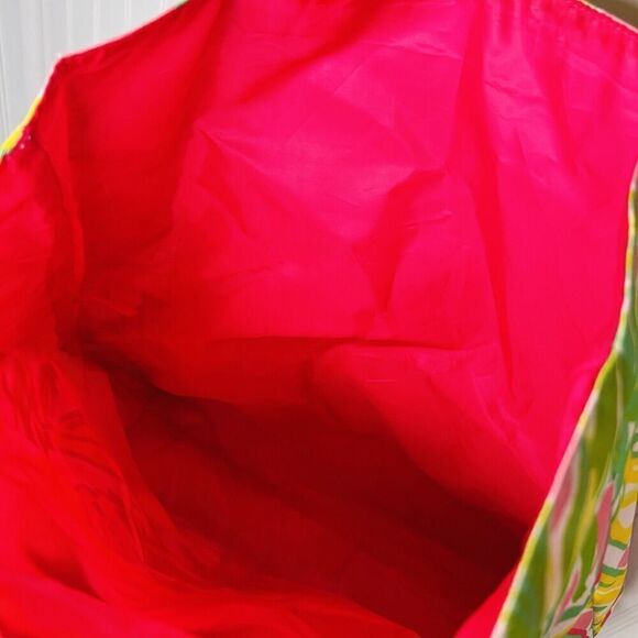 Lilly Pulitzer Estee Lauder Tropical Print Pink Green Yellow Tote Bag Colorful - Picture 4 of 8